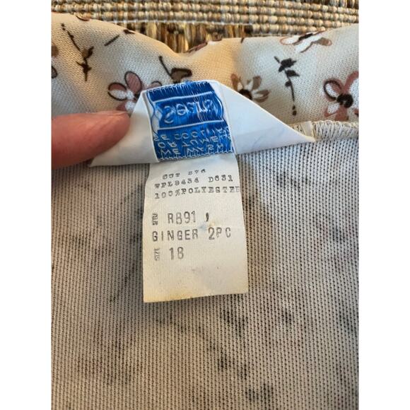 vintage Sears brown flowers long sleeve button up Blouse 70s retro size 18 - Picture 5 of 9